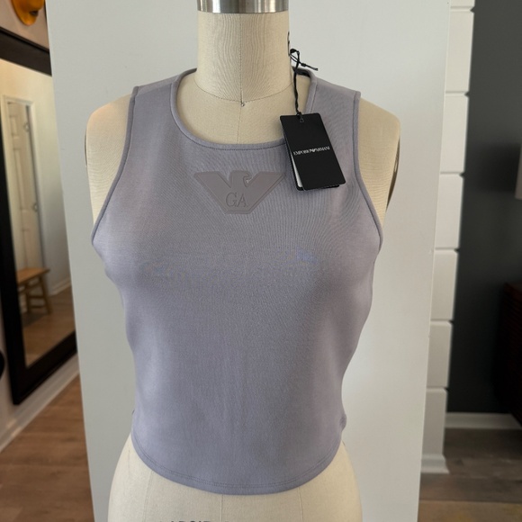 EA7 EMPORIO ARMANI Womans Gray GA Logo Stretch Tank Top Lg/Sm, 3D2K6A - Picture 2 of 12